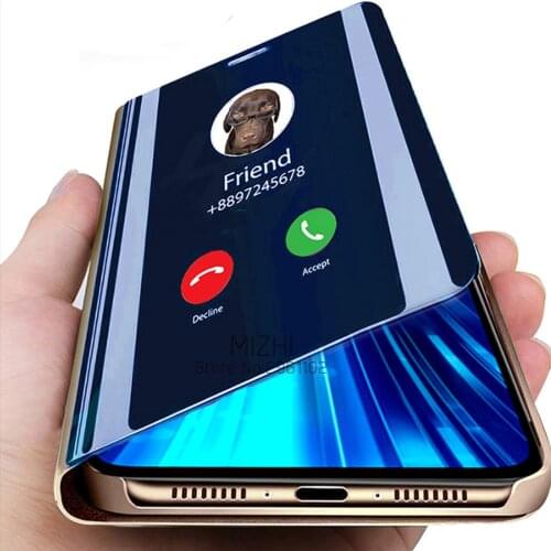 Flip Standing Leather Case For Xiaomi Redmi Note 8 Pro Case Smart Mirror Phone Cases On Xiomi Redmi Note 8T 8a Note8 Cover Coque