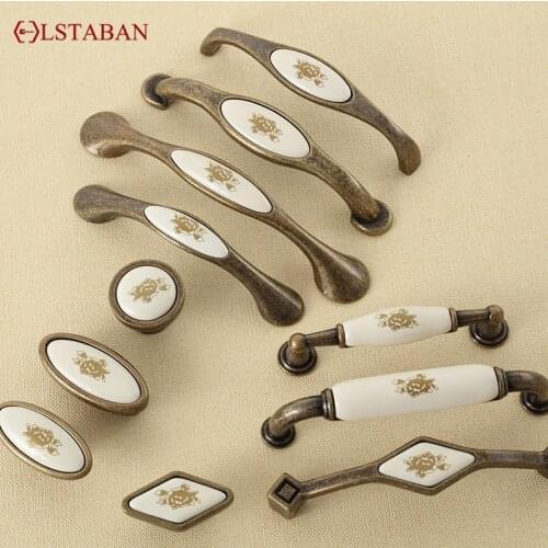 LSTABAN Modern Minimalist Cabinet Drawer Shoe Cupboard Wine Cabinet Antique Copper Single Hole Round New White Ceramic Handle