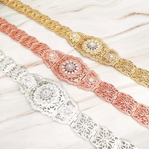 Moroccan style metal waist chain for womens body, adjustable length waist chain