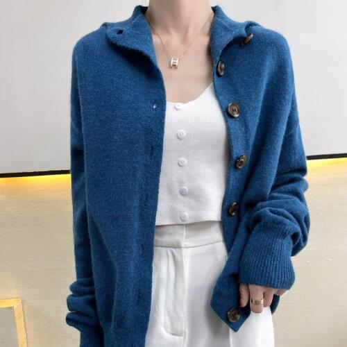 Fashion Cashmere Sweater Women Thick Cardigans Female Casual Womens Button Knitted Cardigan Coat Oversized Jumper Top Jacket