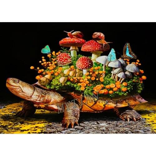Full square/round 5D DIY diamond painting Fantasy art Turtle and mushroom Embroidery Pattern Cross stitch kit mosaic room decor