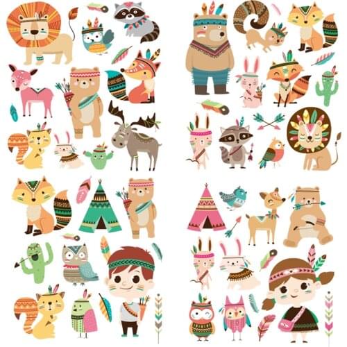 Set of Cartoon Animal Patches Childrens Clothing Patches A-level Washable Heat Press Appliqued DIY T-shirt Tops Print Decor E