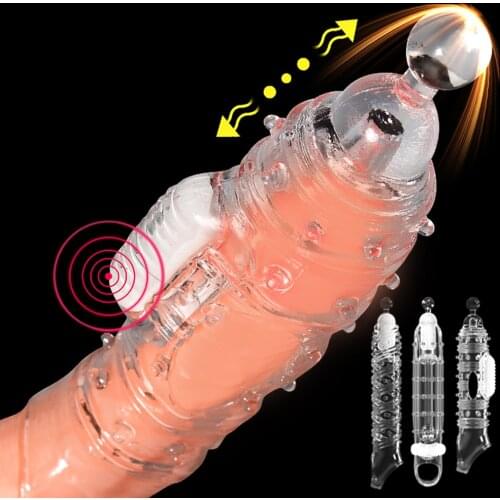 Extensions condom Penis Sleeve Male Enlargement Delay Vibrator clit massager Cock Ring vibrating cover Adult Sex Toys For Men