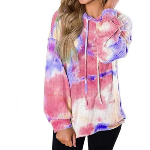 Autumn Elegant Tops Personalized Warm Hoodies Fashion Women Hoodies Casual Long Sleeve Tie-dye Print Ladies Sweatshirts