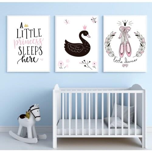 Black Swan Poster Ballerina Shoes Canvas Painting Quote On The Wall Flower Art Print Modern Picture For kids Room Home Decor