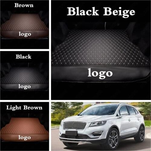 Custom Car Trunk Boot Mats for Lincoln Continental MKC MKX MKZ MKT MKS Leather Antiwear Auto Cargo Liners Protector with Logo