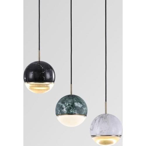 Postmodern Creative Marble Single Head Small Chandelier Restaurant Bar Cafe Fashion Simple LED Crystal Ball Chandelier