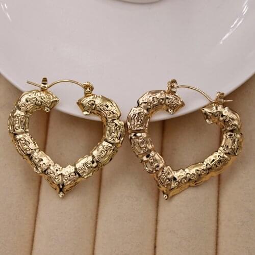 Trendy New hip hop Rock Hoop Earrings for Womens Gold Plated heart Earrings Jewelry Accessories wedding Gift