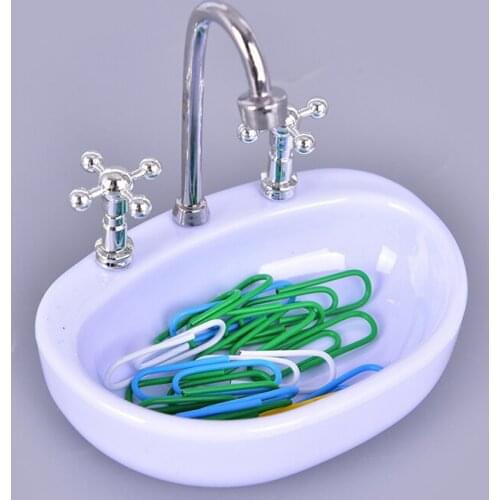 1/12 Scale Cute Dollhouse Miniature Furniture Bathroom Washbasin Washing Machine Pretend Classic Toy for Children Birthday Gift