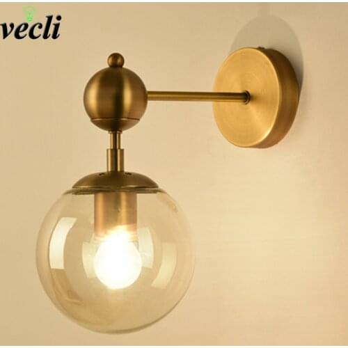 Modern style E27 LED wall lamps Nordic glass ball wall lights for corridor passage Bedroom bedside lamp Wall Sconces AC85-265V