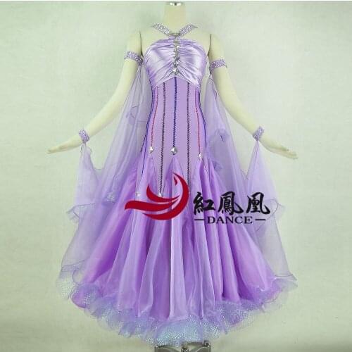 Standard Ballroom Dress Women New Of 2018 Custom Made High-necked Long Sleeved Waltz Ballroom Dance Competition Dresses