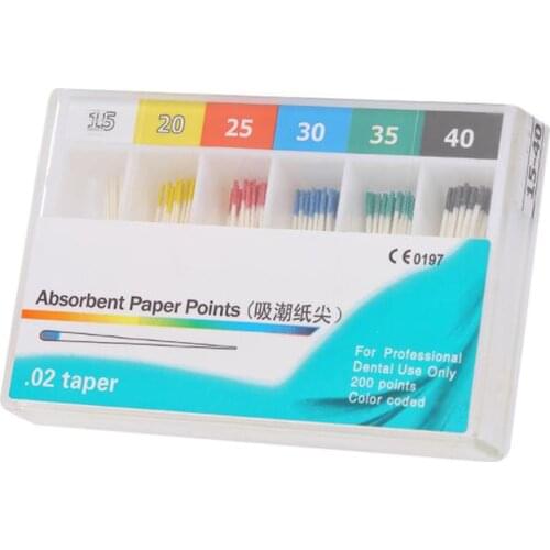 200pcs/Box Dental Absorbent Paper Points For Root Cancel Endodontics Tips Mixing Type 15-40# Dentist Oral Care Tools
