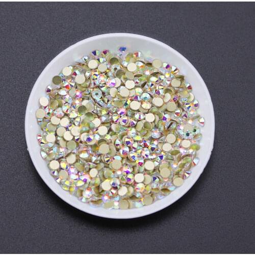 Super Shiny Rhinestone AB Crystal Gold Bottom Transparent Non-HotFix FlatBack Glass 3D Nail Art Decoration Nail Accessories