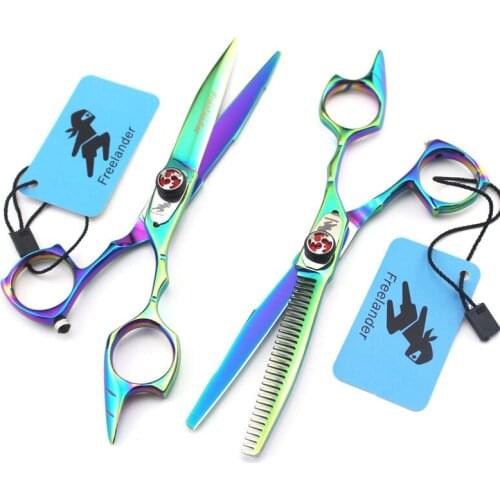 Freelander Brand Japan 440c Green 5.5 inch Hair Scissors Thinning Scissor Cutting Barber Shears Makas Hairdressing Scissors
