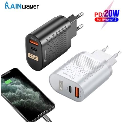 USB Charger Quick Charge 3.0 QC PD 20W USB-C 20W USB Type C Charger For iPhone 12 Pro Max Mini Fast Charging Travel Wall