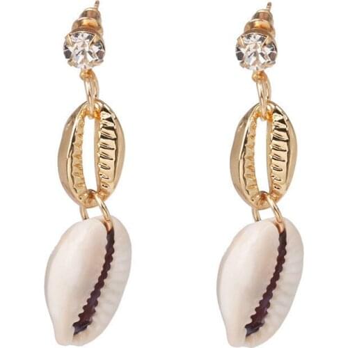 JOUVAL New Arrival Bohemian Summer Beach Shell Cowrie Drop Earrings For Women Handmade Female Jewerly Accessories Brincos
