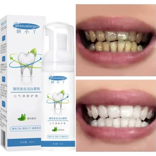 Tooth Whitening Cleaning Mousse Fresh Shining Toothpaste Fresh Breath Remove Plaque Stains Bright Teeth Portable Dental Tool 60m