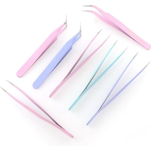 1Pc/2Pcs Nail Art Acrylic Gel Picking Tool Rhinestones Gem Decor Colorful Eyelash Tweezers Anti-static DIY Hand Clip Tweezers