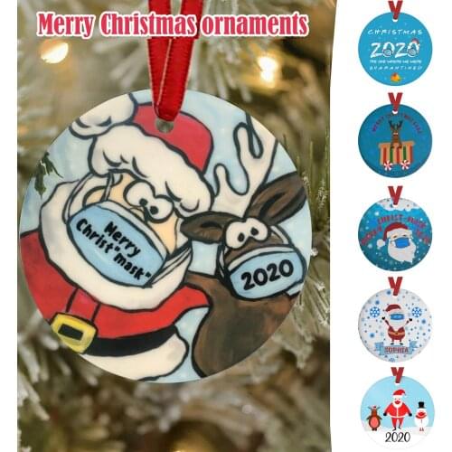 1pcs Christmas Ornaments 2020 Santa Claus Masked Souvenir Personalized Customized Gift Hanging Tree Christmas Decoration D70