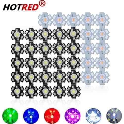 25pcs 3W Cree High Power LED Light-Emitting Diode LEDs Chip With Aluminum Star PCB Warm White Cold White Red Green Blue Yellow