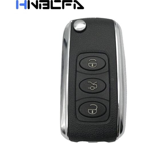 3 Button Bentley Style Blank Fob Silver Side Modified Flip Remote Key Shell