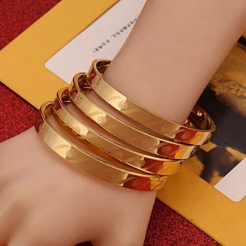 4pcs Women Girls Unique Punk Style Laser Bangles Gold Jewelry Accessories New Arrival Item