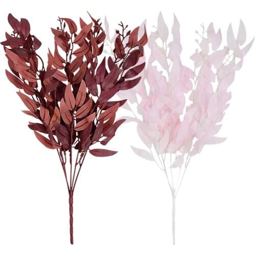 5branch Artificial Willow Bouquet Artificial Plants Silk Fake Green Leaves Faux Foliage Willow Vine For Wedding Party Home Decor