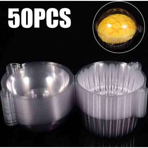 50pcs Transparent Plastic Cupcake Cake Cases Fruits Muffin Package Boxes For Party Cake Cookies Storage Container Tableware