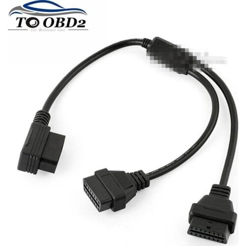 50cm 16 pin OBD2 OBDII Splitter Adapter Extension Y Cable Male to Dual Female OBD connectors Cables 16PIN FOR ELM327