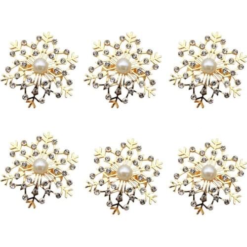 6pcs Alloy Napkin Ring Flower Rhinestone Design Towel Napkin Buckle Holders Wedding Party Dinner Table Decoration