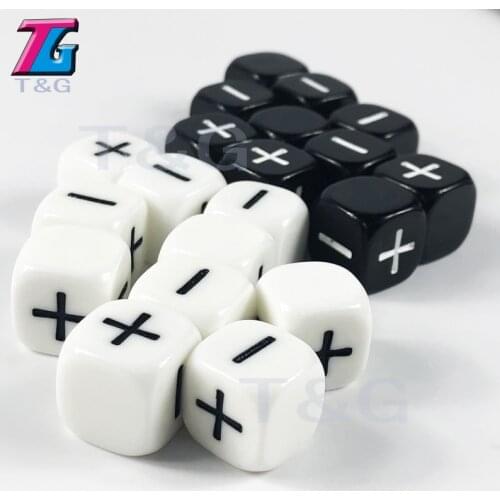 Brand New 10pcs/lot 2 Color 16mm Fate or Fudge Dice ,"+" "-" White and Black blank faces for Special Board Game