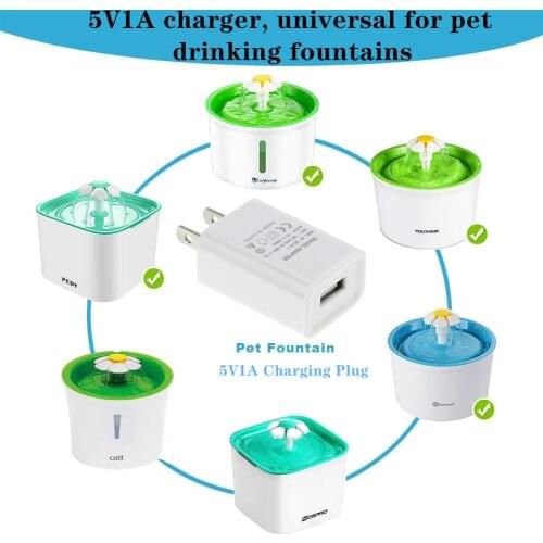 Automatic Pet Water Fountain Accessories USB Charging Plug Smart Cat Supplies Dog Feeder 5V1A Kitten Bowl Puppy Drinker Charger