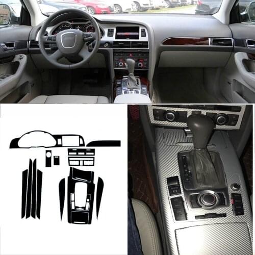 Car-Styling New 3D Carbon Fiber Car Interior Center Console Color Change Molding Sticker Decals For Audi A6 2005-2011