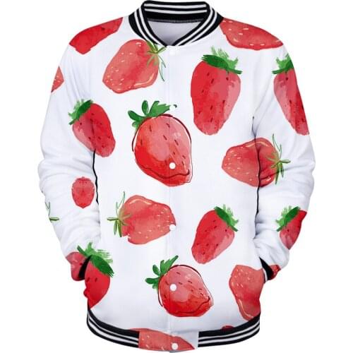 Hot 3D Fruits Baseball jacket Men Women Fall Winter Harajuku Baseball uniform print Strawberry boys girls 3D jacket Tops