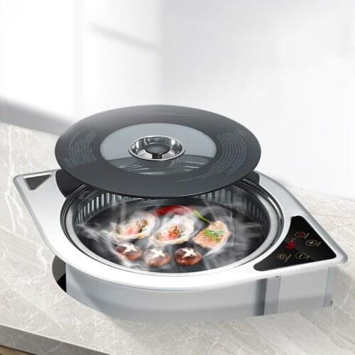 Smokeless BBQ Machine Embedded Korean roast meat Barbecue Grill downward discharge fume Electric Meat Grills