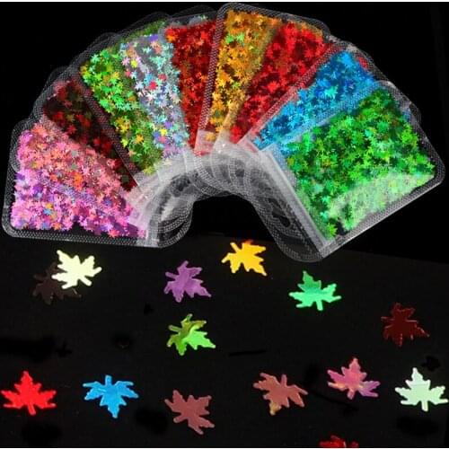 1Box Maple Flakies Sequins Colorful Nail Power Laser Silver Reflective Nail Glitter Dust Fine Shiny DIY Nail Art Decoration