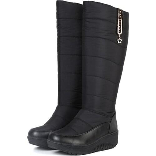 CEVABULE 2021 New Thick Fur Snow Boots Slope Heel Casual High Boots Shoes White Boots Zapatos De Mujer Winter Boots TYX