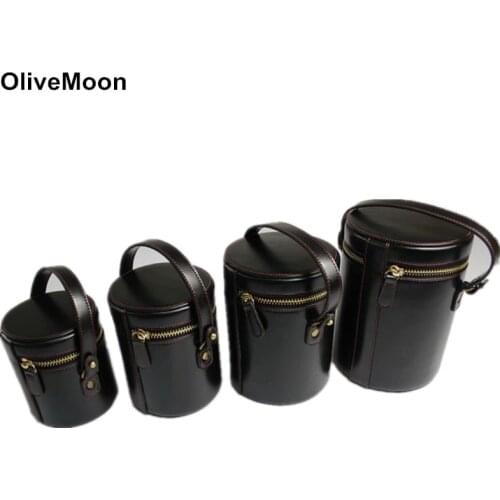 Black/Coffe Leather Camera Lens Bag Case Pouch For DSLR Nikon Canon Sony Lens Protector Bag