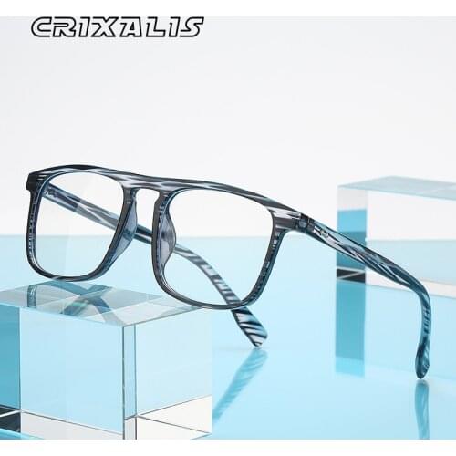CRIXALIS Brand Design Square Anti-fatigue Blue Light Glasses Women Male Vintage Optical Reading for Men Eyeglasses Frame UV400
