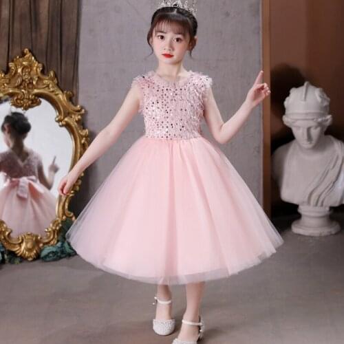 Toddler Girls Sequin Tutu Dress Flower Girls Gold Birthday Party Dresses Kids Luxurious Elegant Pageant Princess Blush Pink 3t 4