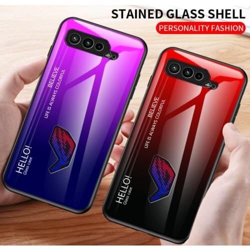 For Asus ROG Phone 5, Phone Case Luxury Shockproof Gradually Hybrid Glass Shell Back Soft Bumper Cover