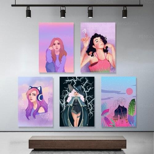 HD Prints Modern Modular Pretty Girl Plant Leaves Picture Simple Style Canvas Painting Frame Posters Decor Home Bedroom Wall Art