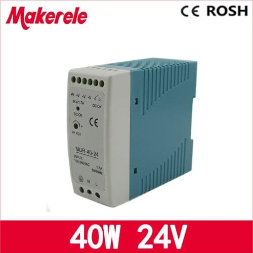 Mini size high quality switching power supply 24v 40w MDR-40-24 DIN Rail power supply for led driver