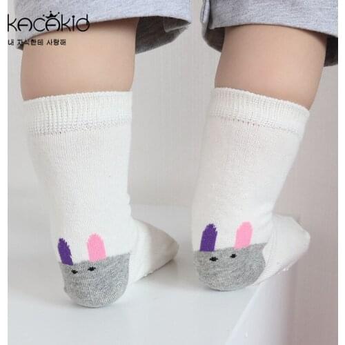 Kacakid 10pairs/lot New Spring Baby Socks Newborn Boys Girls Cute Toddler Anti-slip Socks Cartoon Ears Unisex Cotton Socks