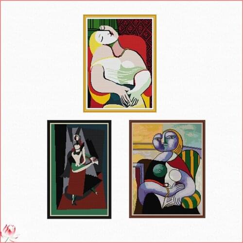 Joy Sunday Picasso Patterns Counted 11CT 14CT Cross Stitch Set DIY Counted Cross-stitch Kits Embroidery Needlework Home Deco