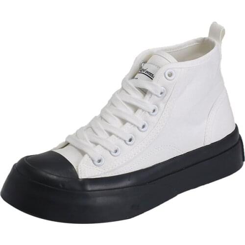 Women Sneakers Canvas Casual Shoes Ladies Fashion New Casual High-Top Shoes Womens Platform Flats Vulcanized Shoes Korea Styled