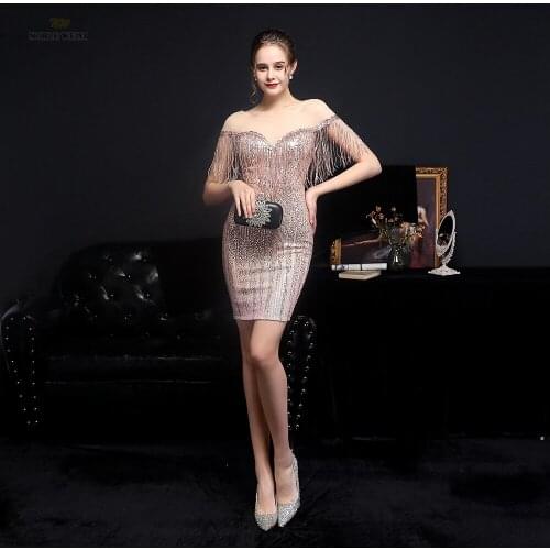 Short Prom Dresses O-Neck Mini Prom Dress Sequin Sexy Dresses Woman Party Night