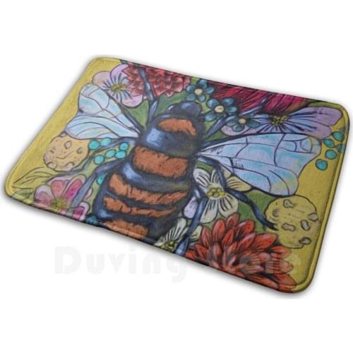 Honey Bee Mat Rug Carpet Anti-Slip Floor Mats Bedroom Honeybee Bee Honey Flower Garden Gardener Gardening Nature Outside Insect