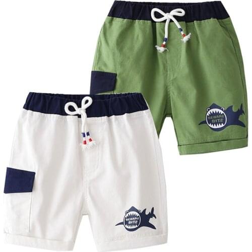 Cute Shark Boys Shorts Summer Clothes For Kids Cotton Clothing Knee Length Pants Beach PantiesTrousers