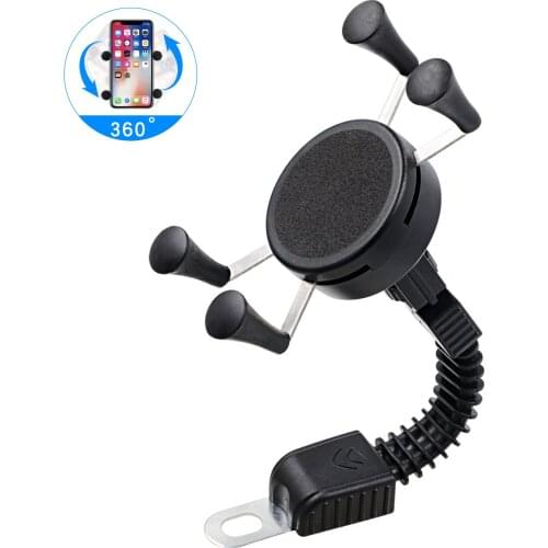 Motorcycle Scooter Mirror Rear View Mount with Universal Mobile Phone Grip Holder Cradle Stand for 3.5-6 inch mobile phone